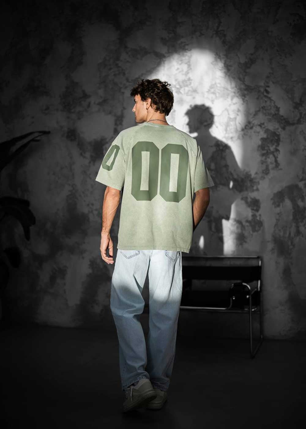 NYC Oversized T-shirt Με Τύπωμα Και Ξεβαμμένο Εφέ – Πράσινο – 3