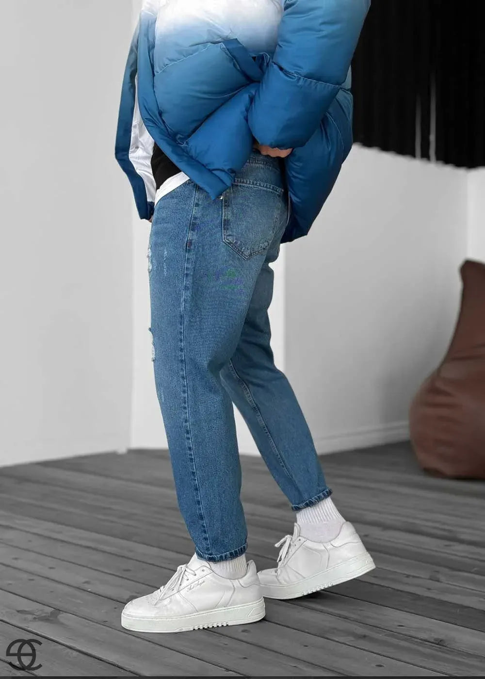 Παντελόνι Loose Fit Jean Με Σκίσιματα -Μπλε – 3