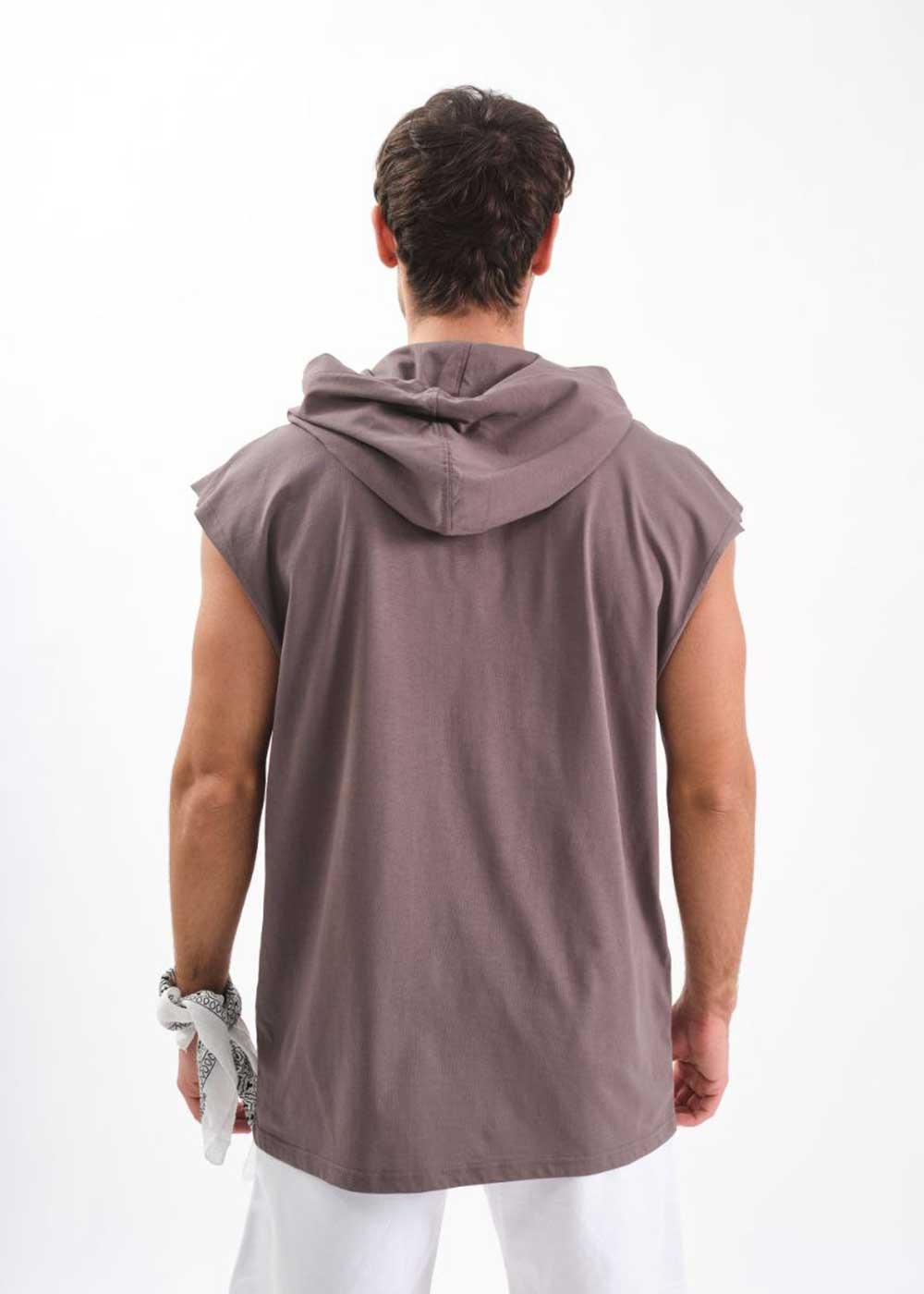 Hooded Αμάνικο Relax T-Shirt – Ανθρακί – 3