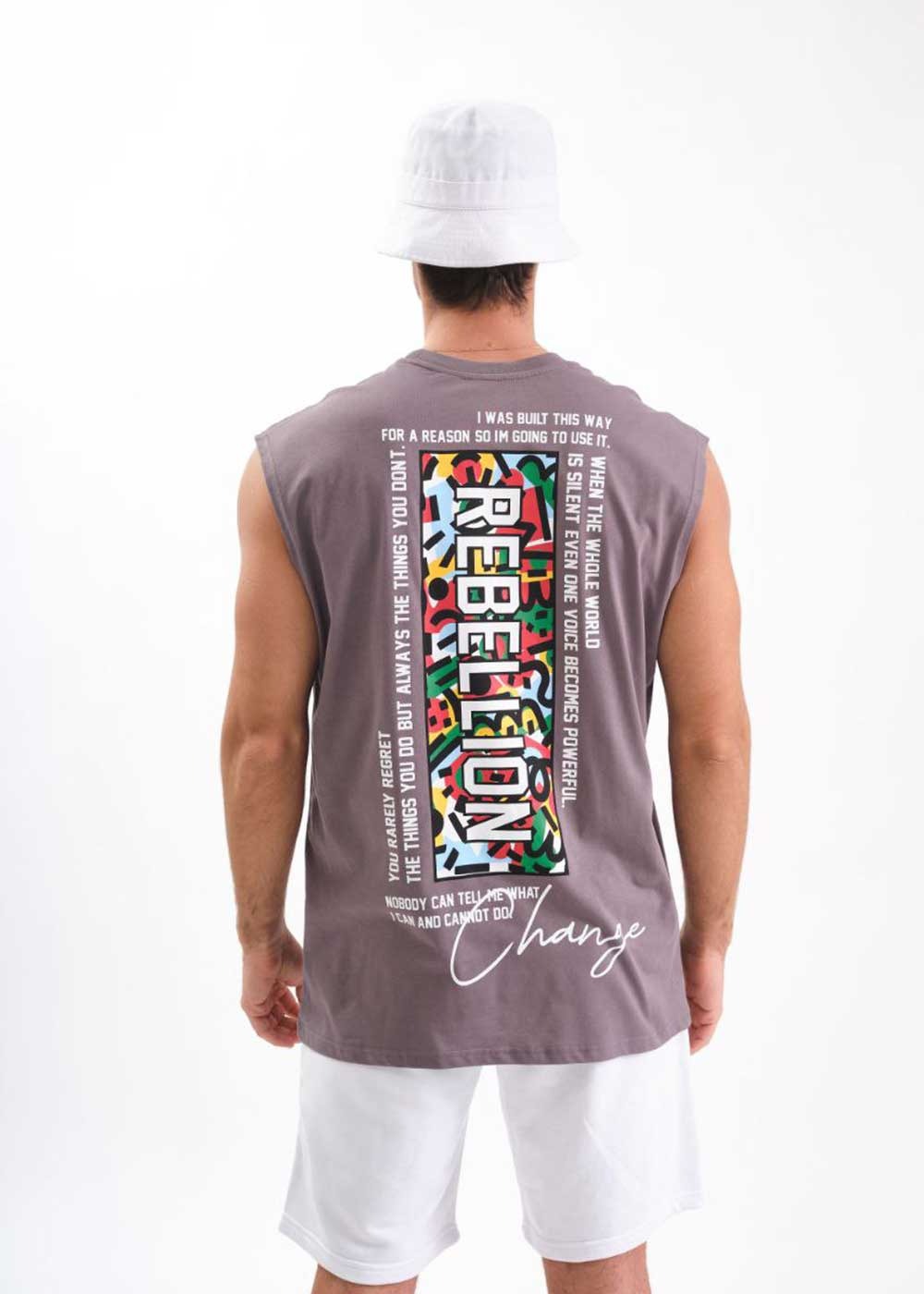 Rebellion Αμάνικο Relax T-Shirt – Ανθρακί – 3