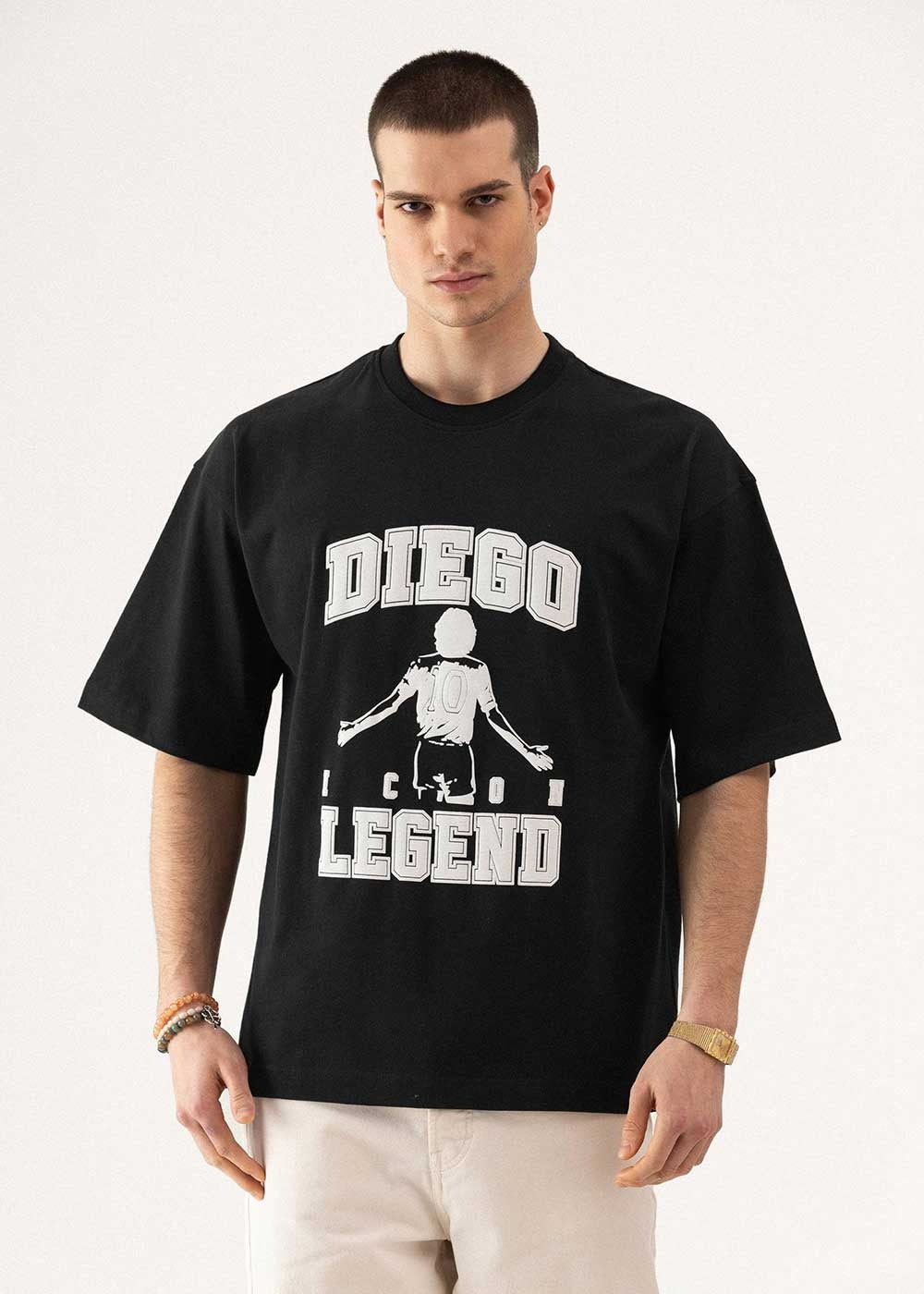 Oversized T-Shirt με Diego Graphic Πλάτης – Μαύρο – 3