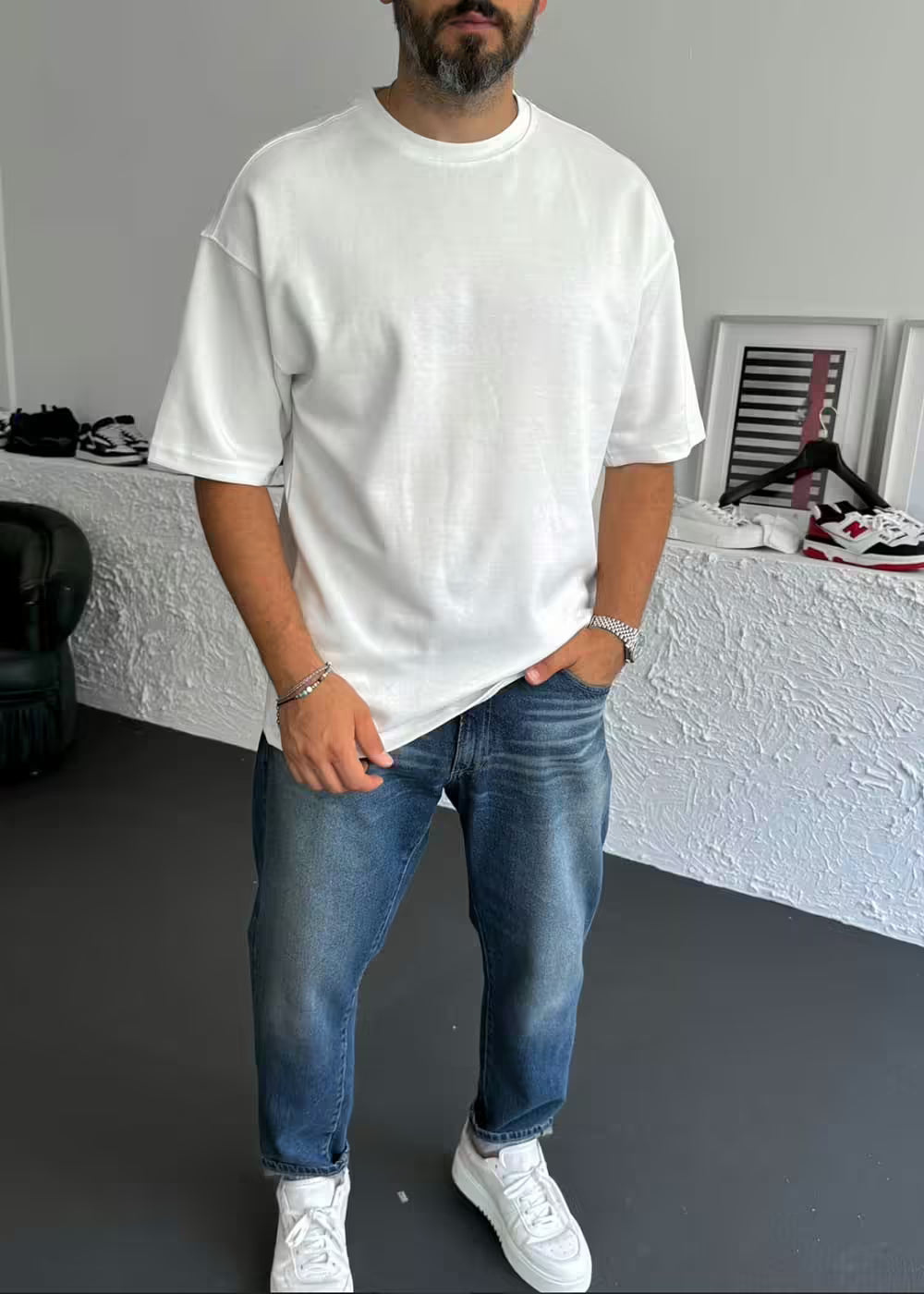 Oversized Basic T-Shirt – Λευκό – 3