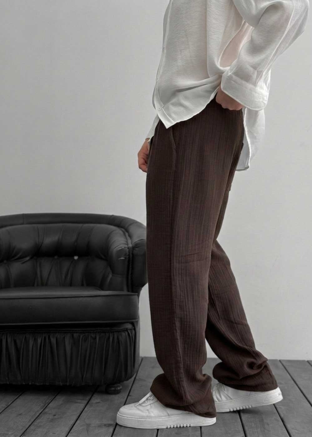 Παντελόνι Baggy Muslin Breeze – Σκούρο Καφέ – 3