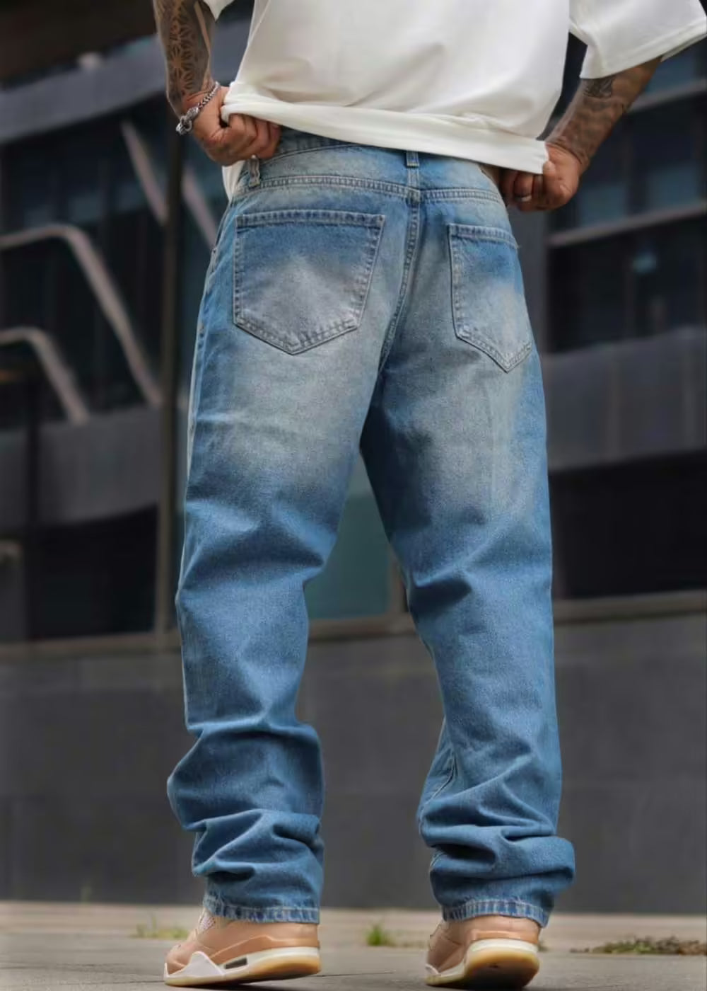 Baggy Denim Τζιν Παντελόνι Έντονα Ξεβαμμένο  - Ανοιχτό μπλε – 3