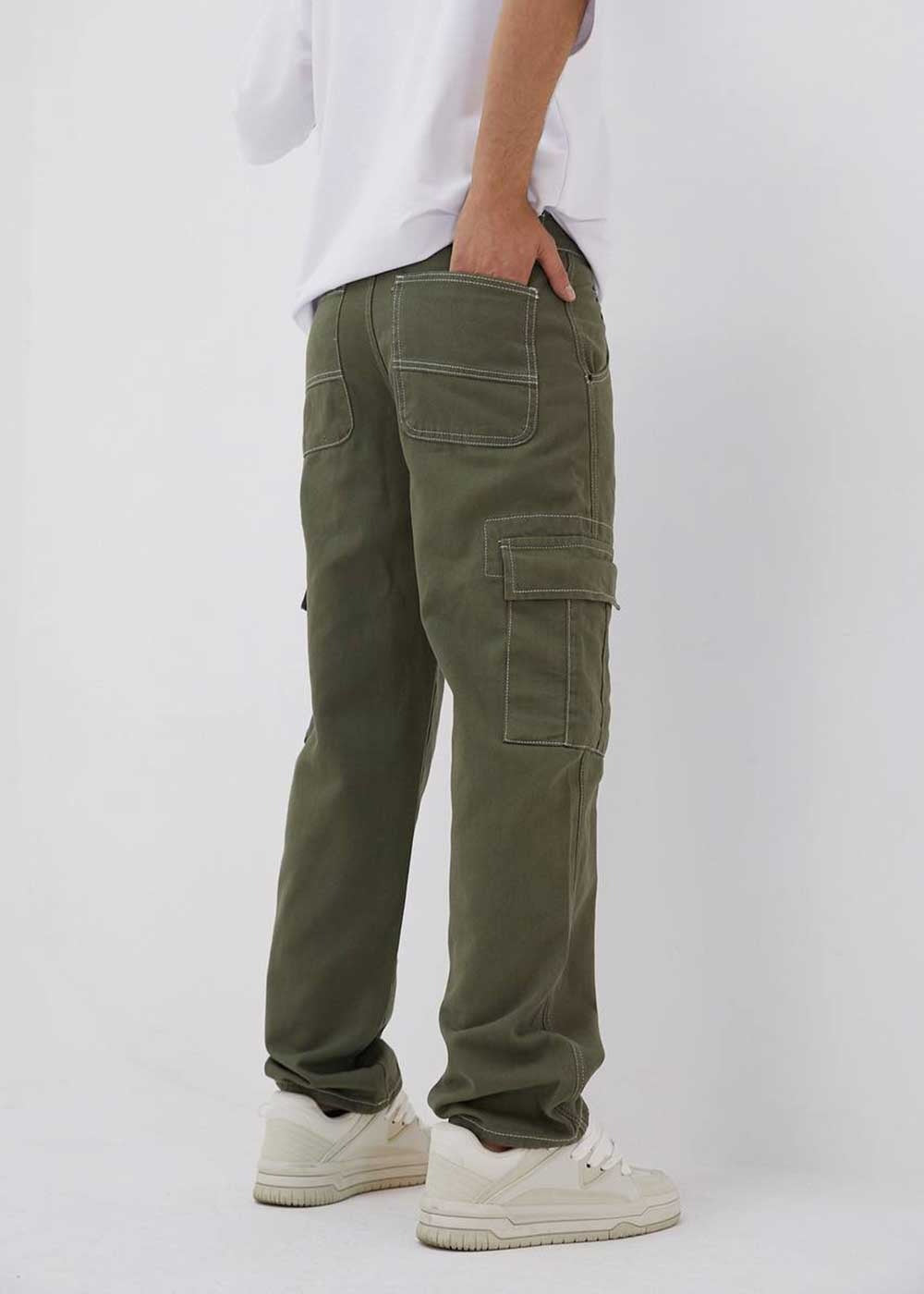 Baggy Jean Παντελόνι Cargo Με Ραφές- Χακί – 3