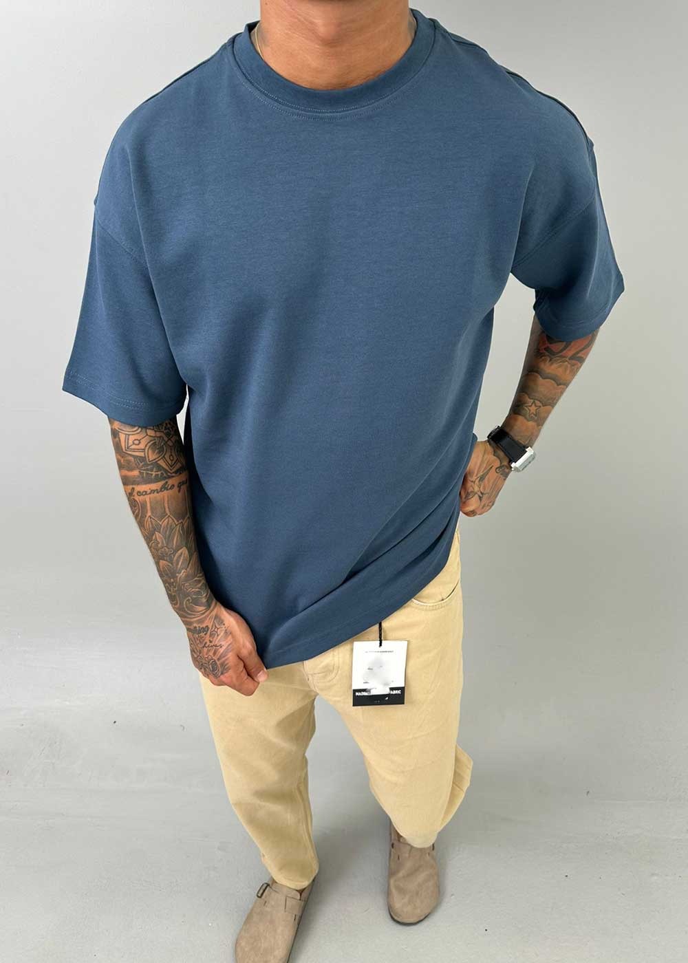 Oversized Basic T-Shirt – Πετρόλ – 3