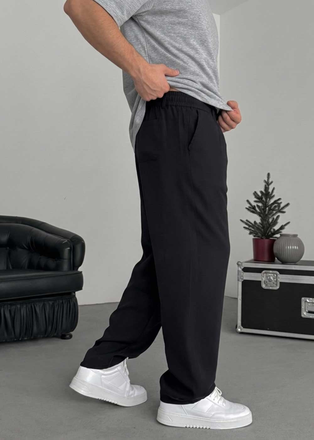 Premium Baggy Παντελόνι από Tencel με Πιέτες – Μαύρο – 3
