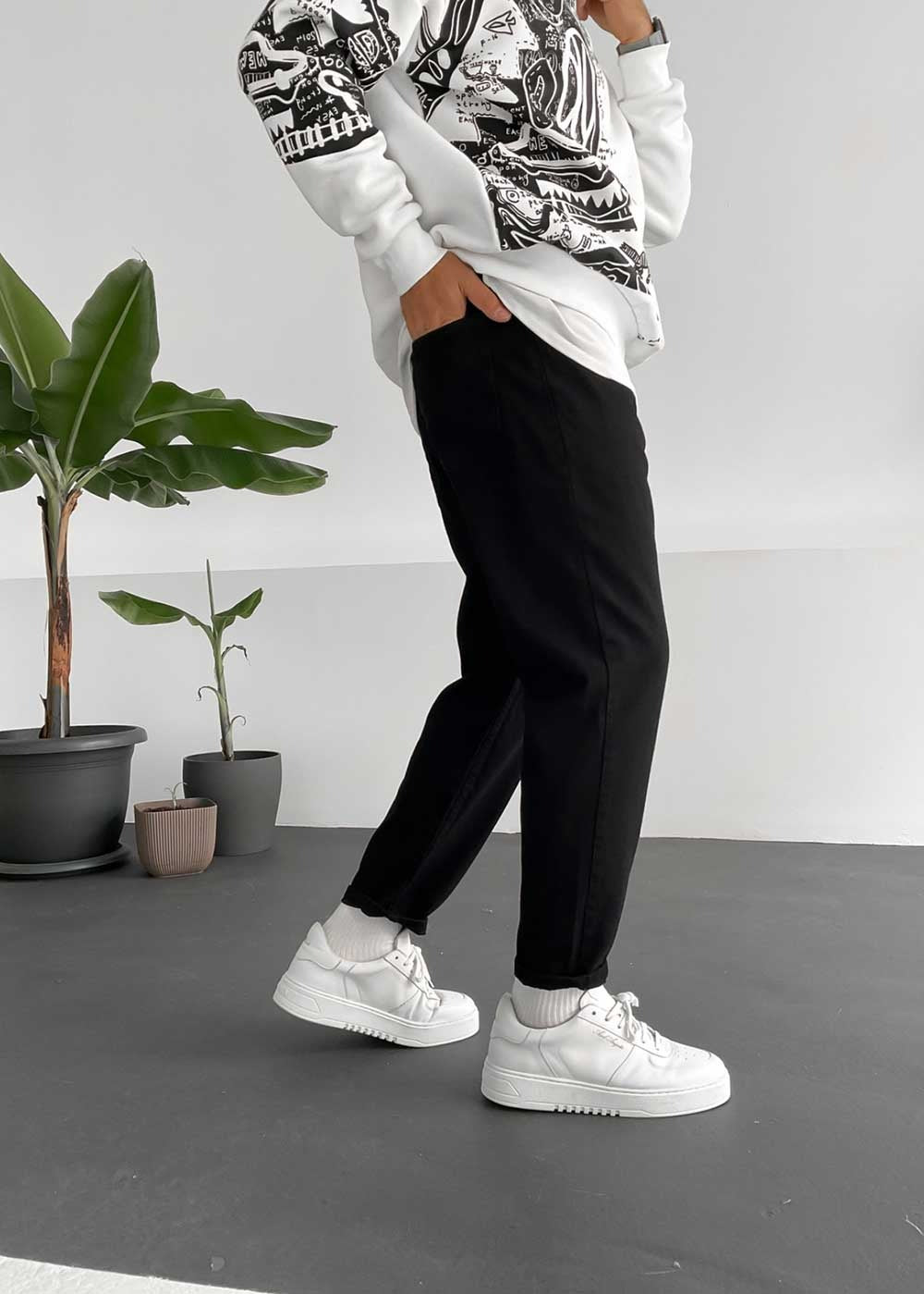 Basic Παντελόνι Τζιν Loose Fit -Μαύρο – 2
