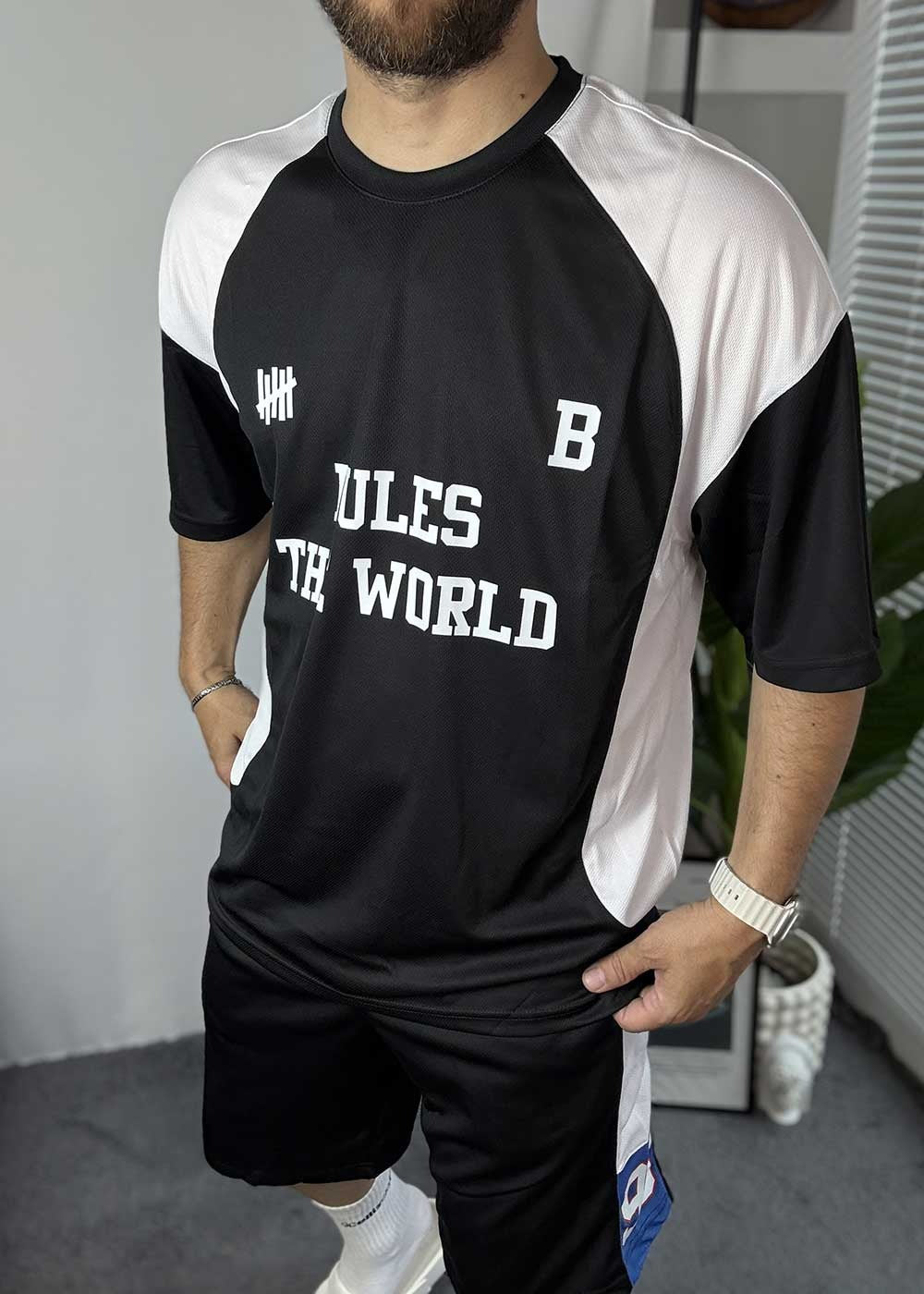 Αθλητικό Σετ Tshirt και Βερμούδα Rules the World – Μαύρο – 4