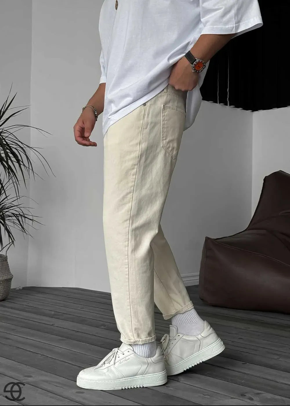 Παντελόνι Τζιν Loose Fit  - Μπεζ – 3