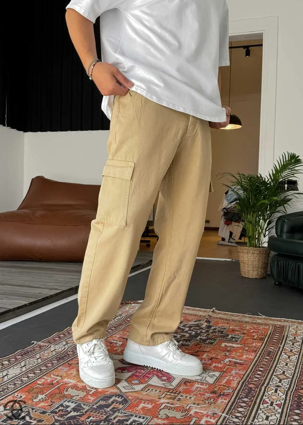 Cargo Παντελόνι Baggy – Σκούρο Μπεζ – 3