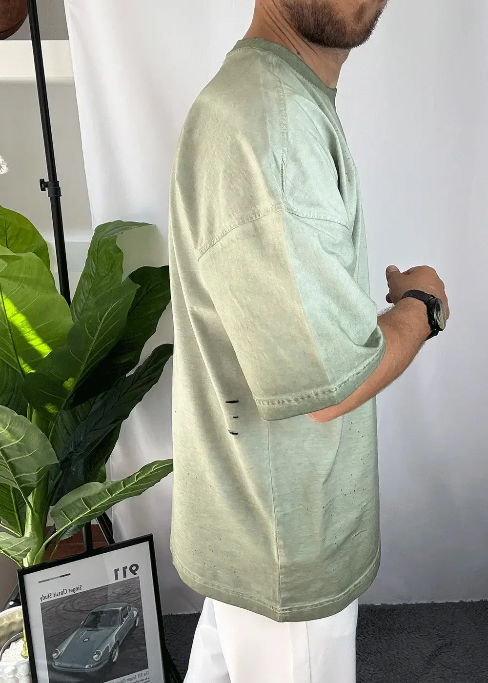 Ripped Oversized T-Shirt με Φθαρμένη Όψη και Σκισίματα – Πράσινο – 3