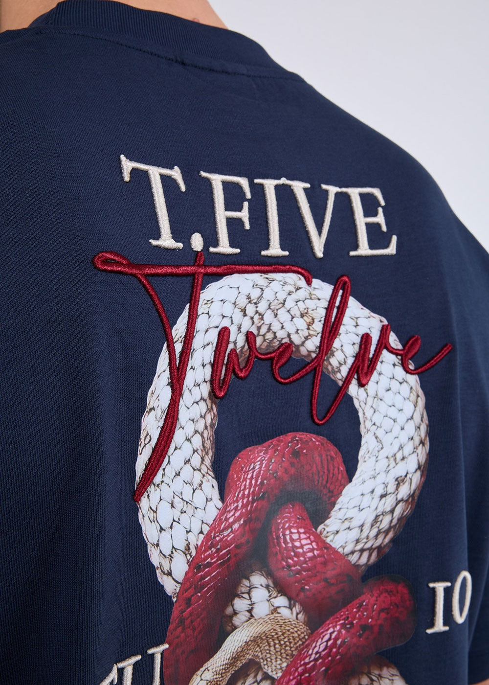 Oversized Snake Print T-Shirt – Μπλε – 3