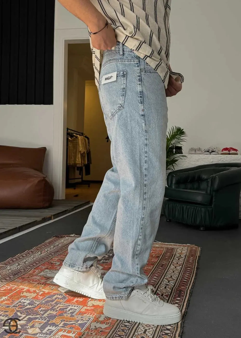 Παντελόνι Baggy Jean Πετροπλυμένο - Γαλάζιο του πάγου – 3