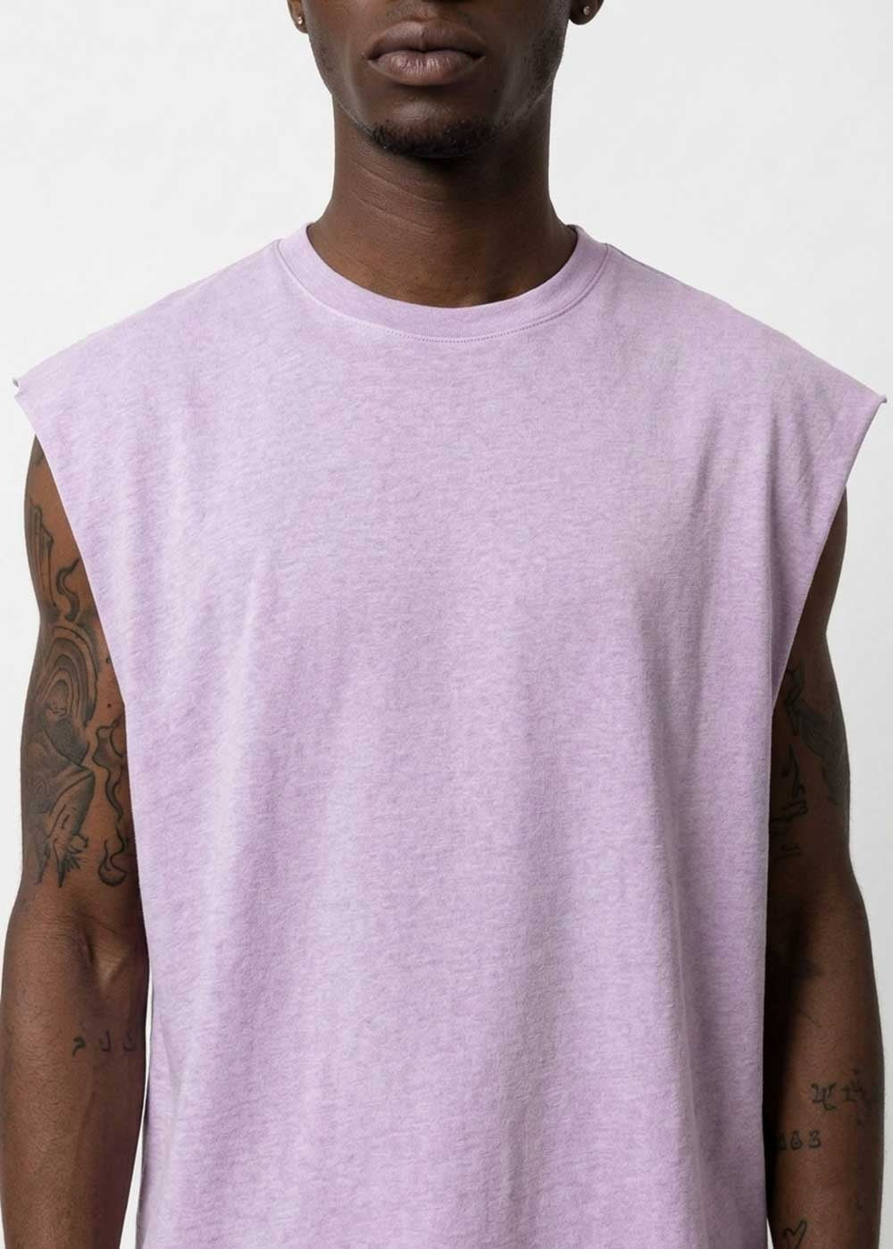 Basic Oversized Αμάνικο T-Shirt – Λιλά – 3