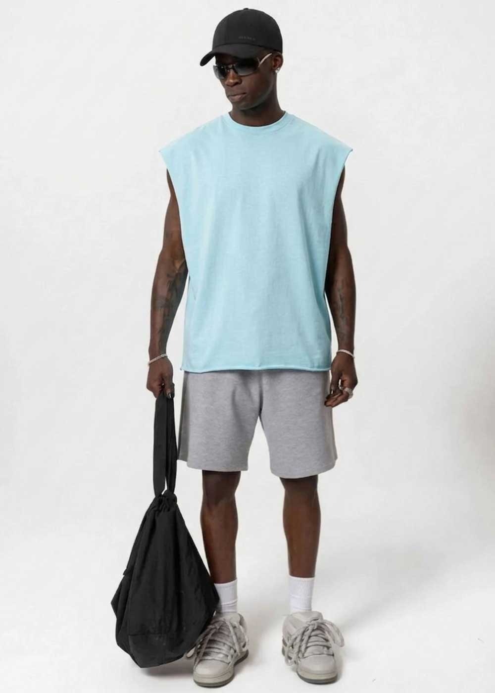 Basic Oversized Αμάνικο T-Shirt – Οινοπνευματί Γαλάζιο Ξεβαμμένο – 3
