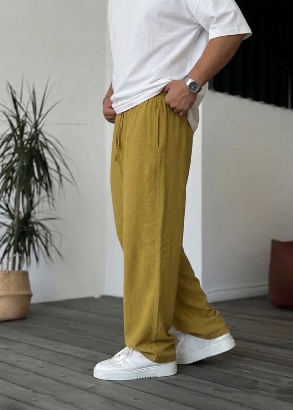 Baggy Παντελόνι Σε Tencel Ύφανση – Πράσινο Λαδί – 3