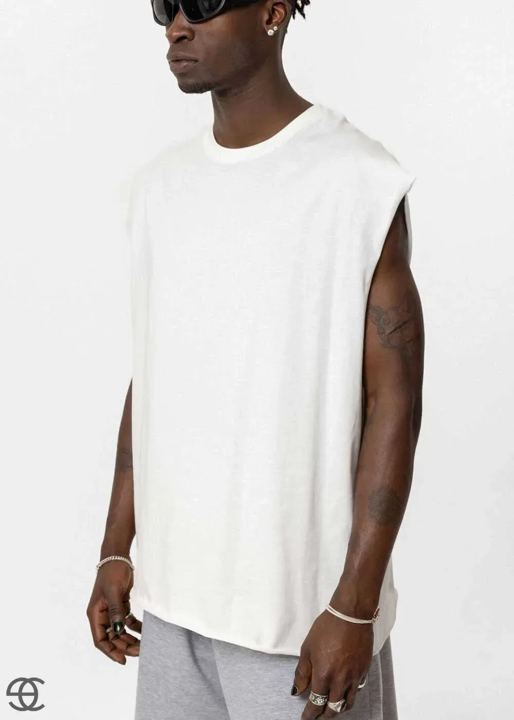 Basic Oversized Αμάνικο T-Shirt – Λευκό – 3