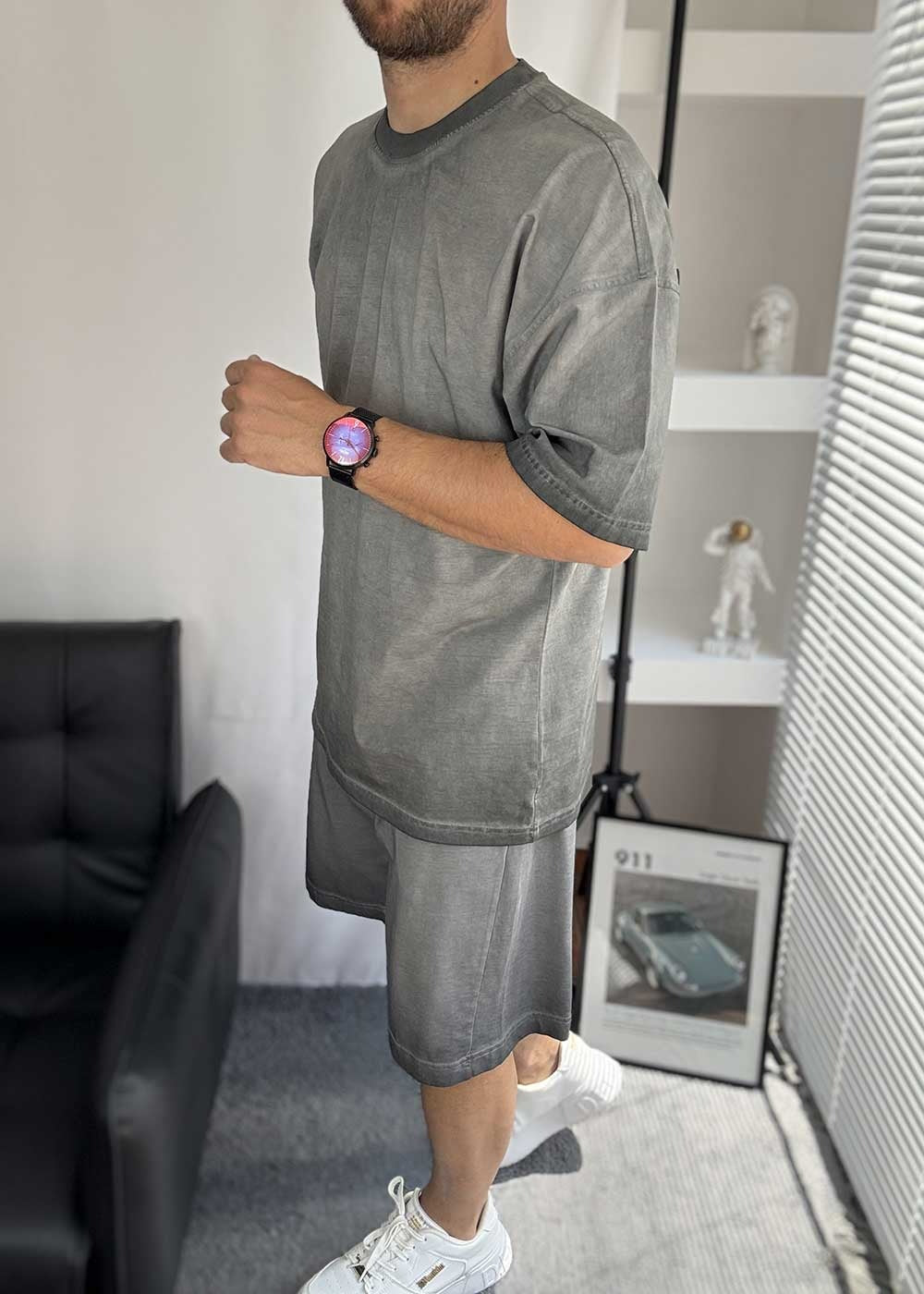 Basic Oversized Σετ Acid Wash – Ξεβαμμένο Γκρι – 4