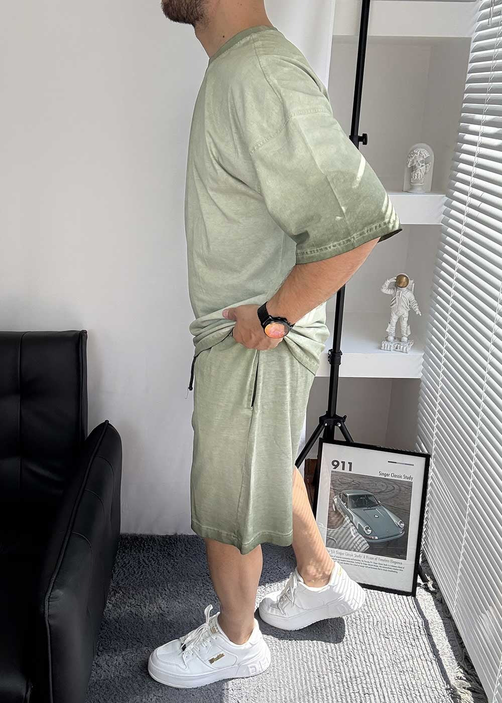 Basic Oversized Σετ Acid Wash – Ξεβαμμένο Πράσινο – 10