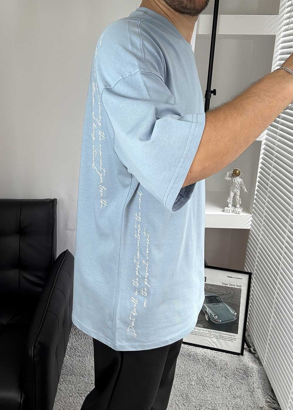 Flame of Legacy Oversized T-Shirt με Τύπωμα – Γαλάζιο – 3