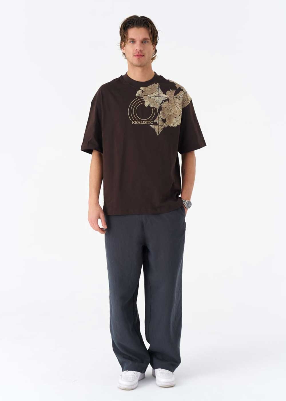 Oversized T-Shirt Average Shield – Καφέ – 3