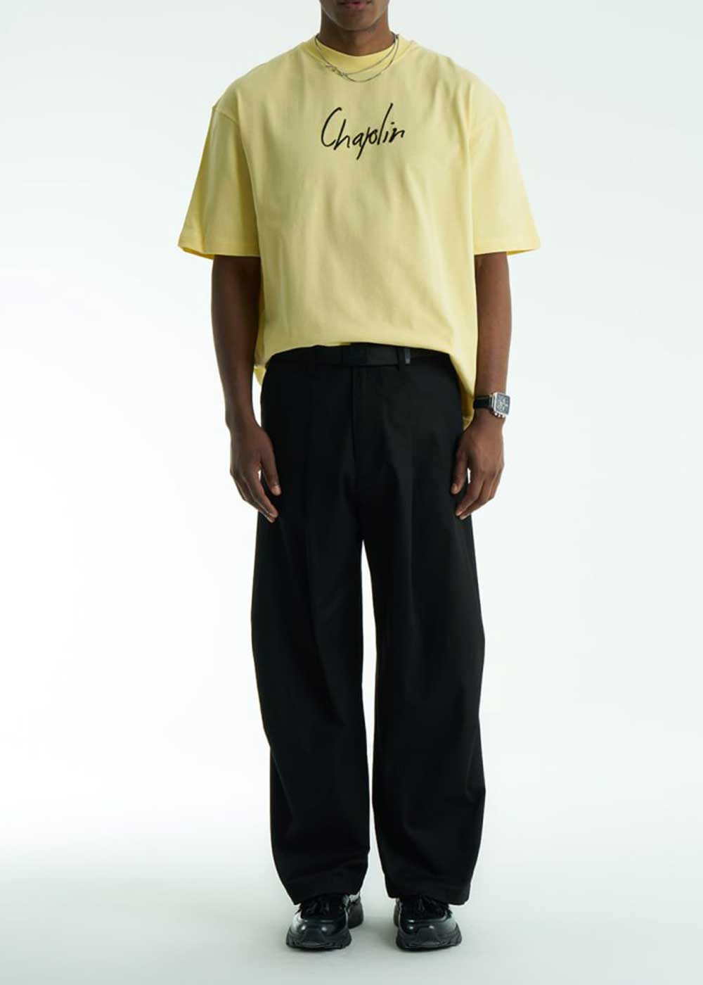 Baggy Παντελόνι Single-Pleat Chino – Μαύρο – 3