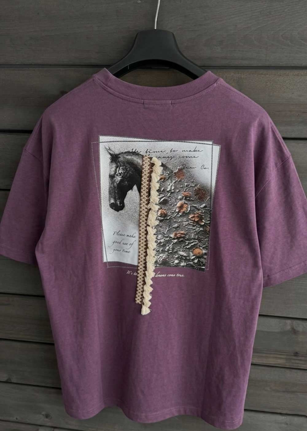 Oversized T-Shirt Horse Tassel – Μωβ – 3