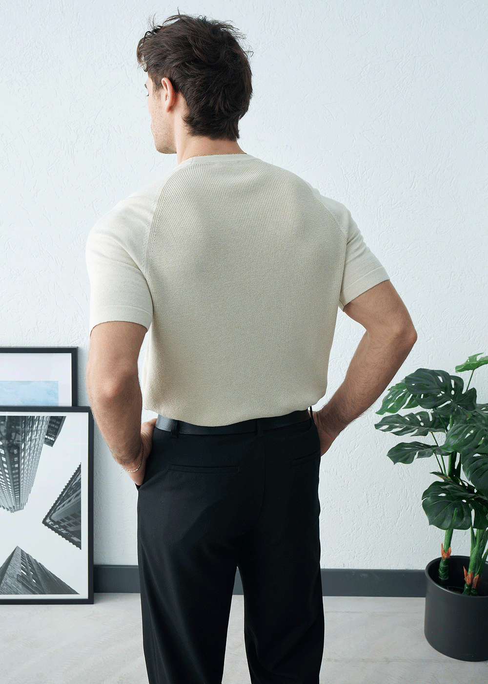 Πλεκτή Μπλούζα Slim-Fit Raglan Knit – Μπεζ – 3