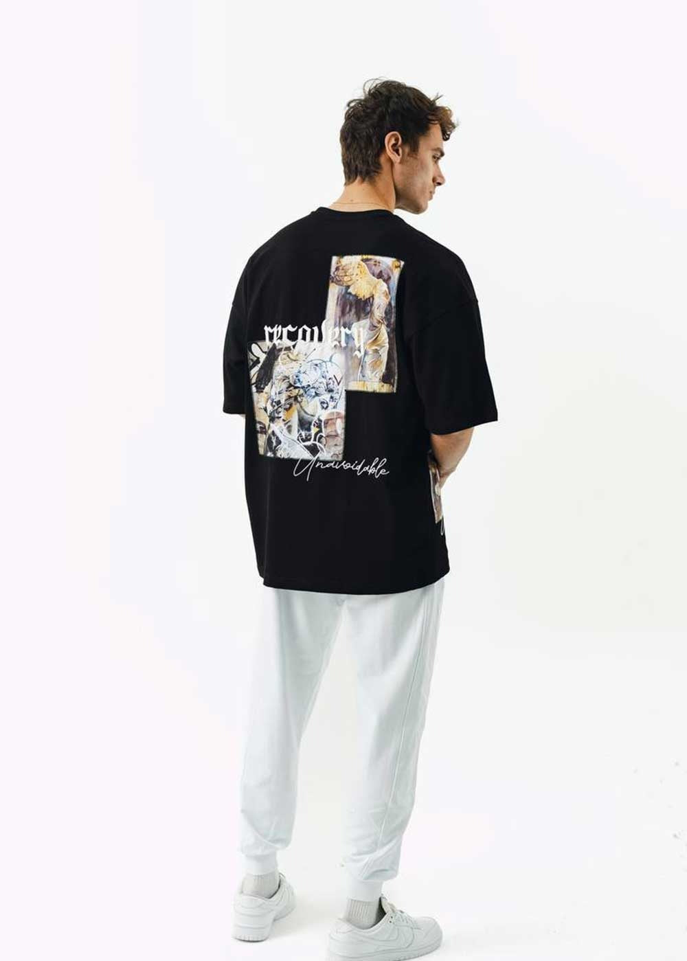 Oversized T-Shirt Recovery Με Κέντημα – Μαύρο – 3