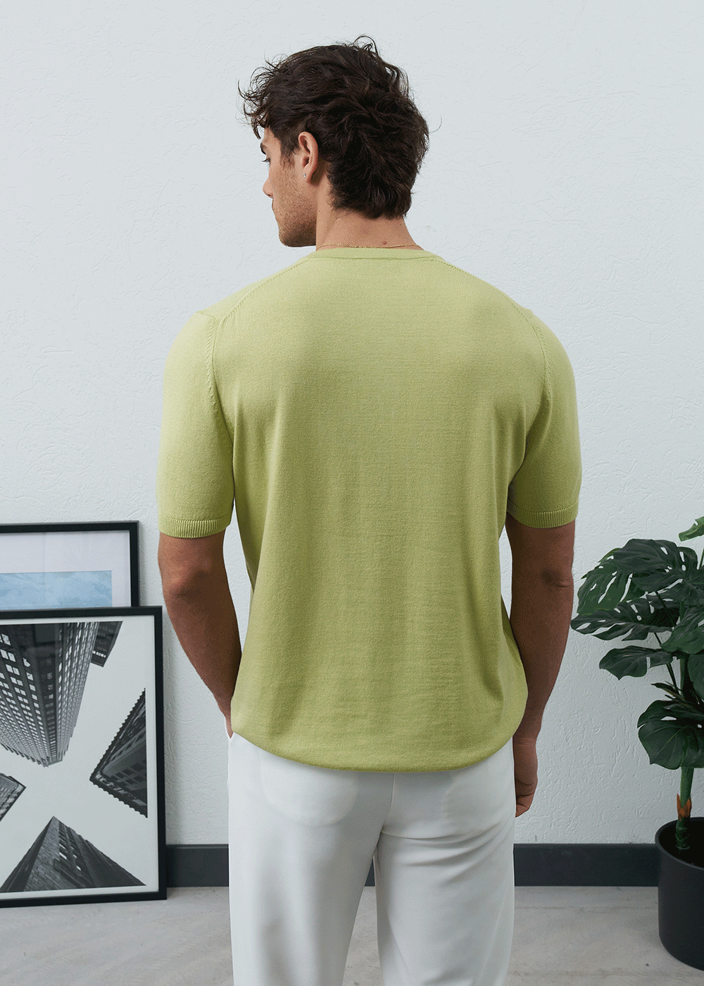 Πλεκτή Μπλούζα Henley Textured Knit – Φιστικί – 2