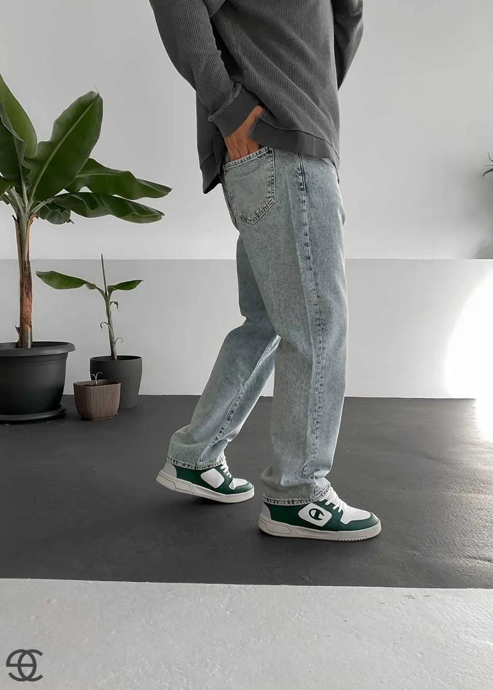 Baggy Denim Τζιν Παντελόνι Με Εφέ Ξεθωριάσματος - Μπλε Του Πάγου – 4