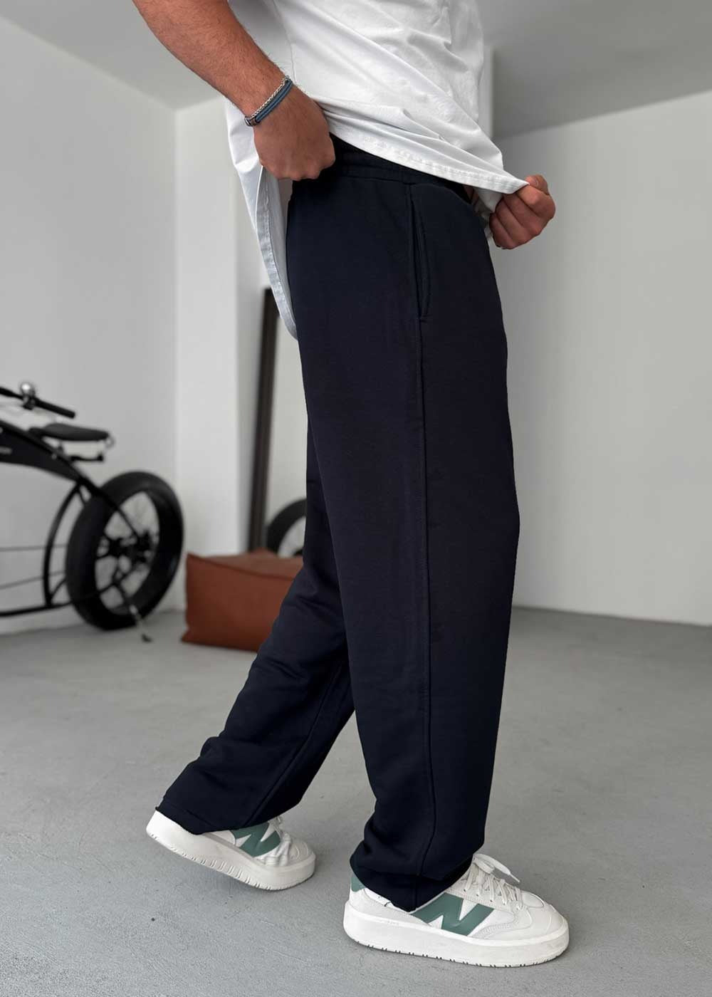 Jogger Φόρμα Τριών Κλωστών Ίσιας Γραμμής – Σκούρο Μπλε – 3