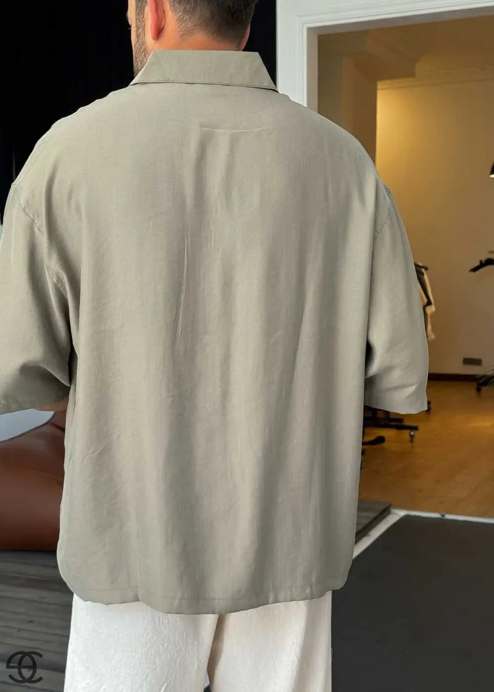 Basic Oversized Πουκάμισο Crop - Χακί – 3