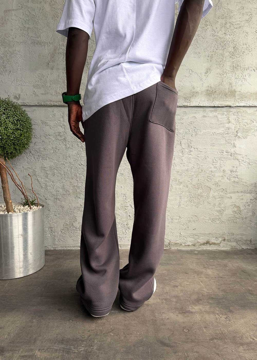 Minimal Ελαστική Baggy Φόρμα με Ραφές – Ανθρακί – 3