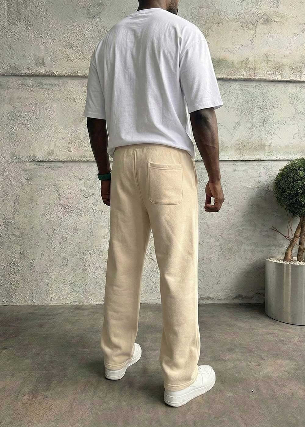 Minimal Ελαστική Baggy Φόρμα με Ραφές – Μπεζ – 3