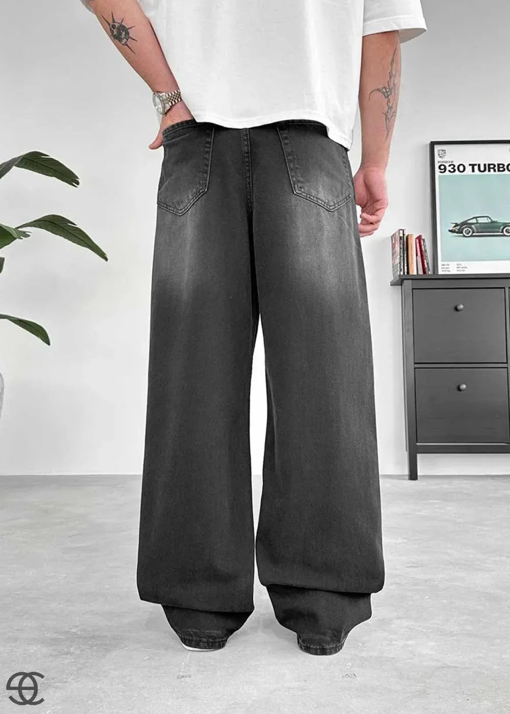Ξεββαμένο Μαύρο Basic Πολύ Φαρδύ Baggy Παντελόνι – 3