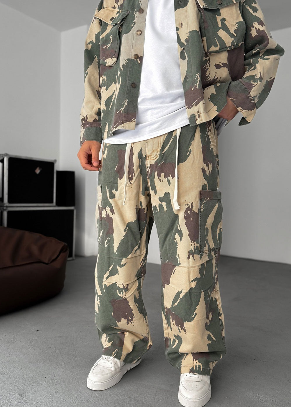 Στρατιωτικό Cargo Camo Relax Baggy- Μπεζ/Χακί – 3