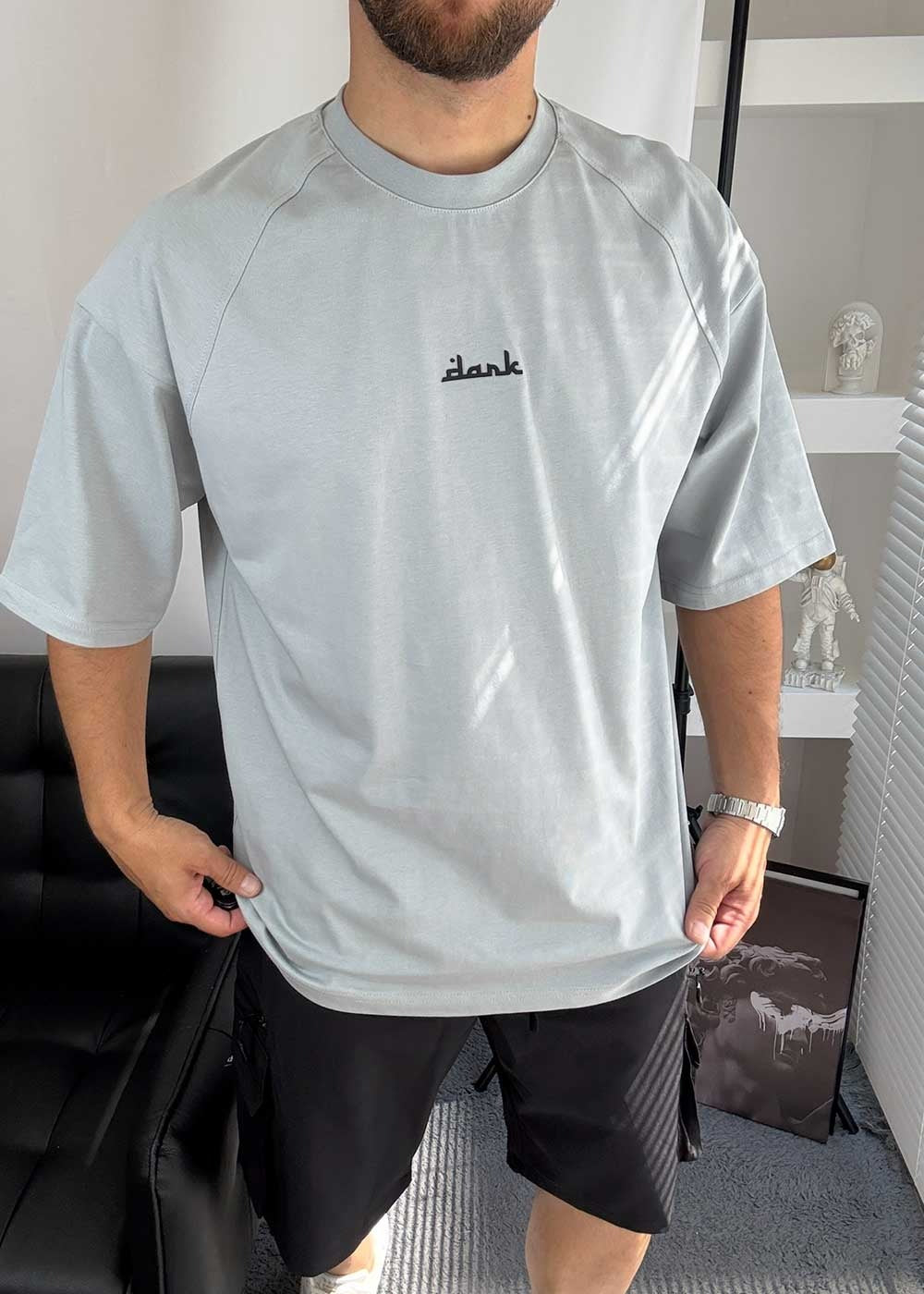 Beyond Reality Oversized T-Shirt με Τύπωμα – Γκρι – 5