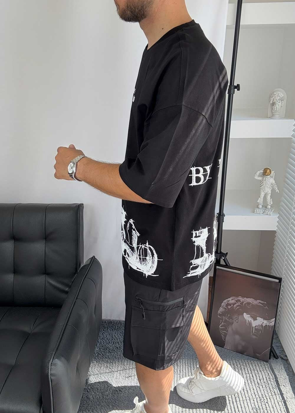 Oversized T- shirt By The Rules -Μαύρο – 3