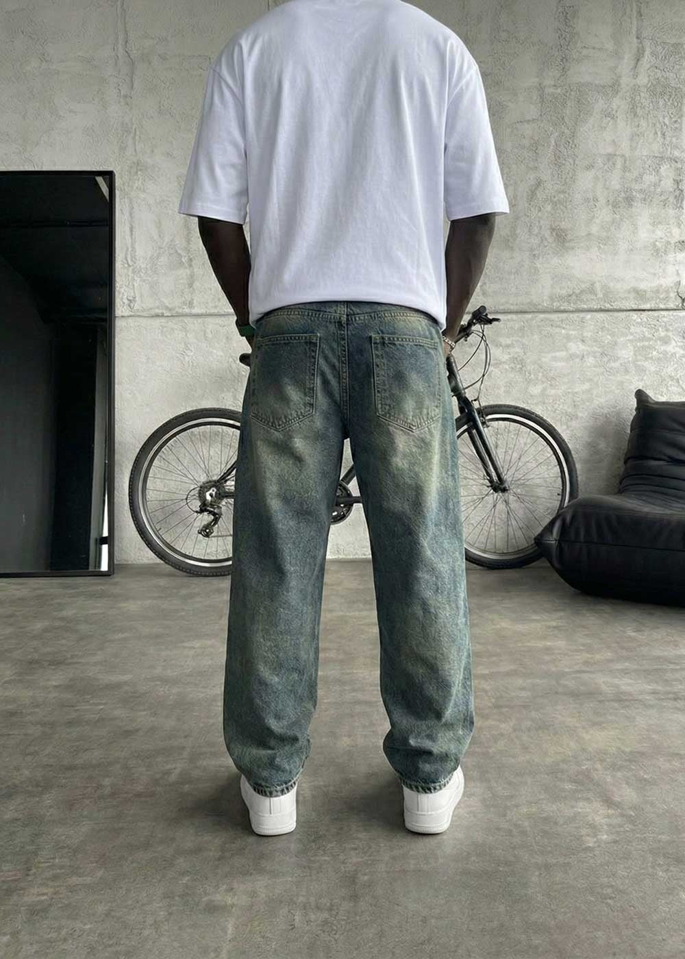 Minimal Baggy Παντελόνι σε Ίσια Straight Γραμμή – Πεπαλαιωμένο Μπλε – 2