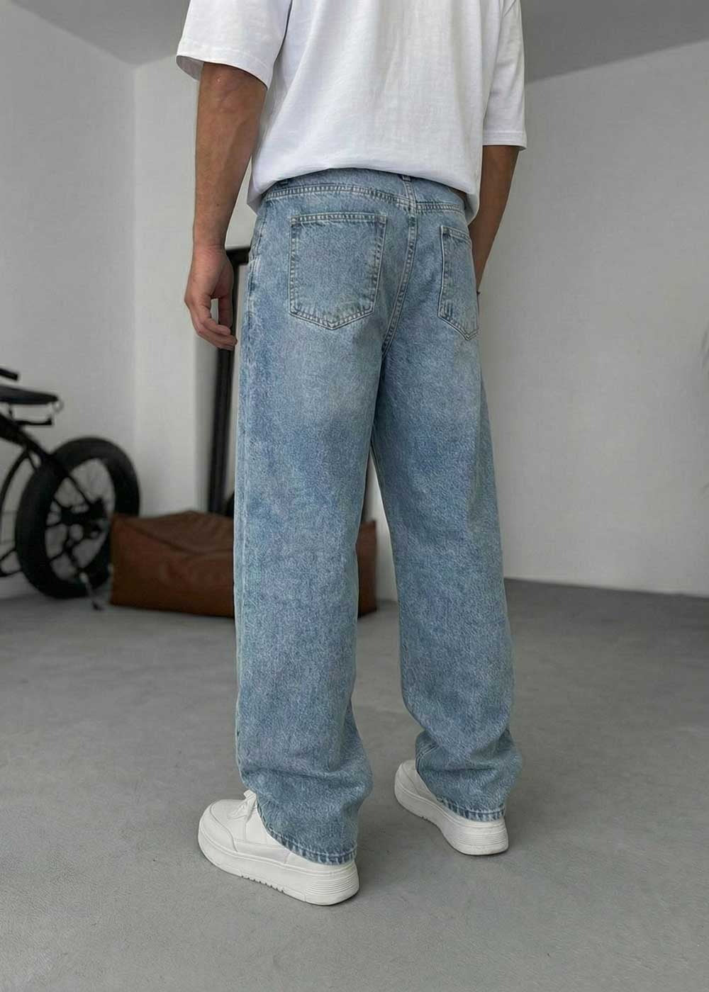 Minimal Baggy Παντελόνι σε Ίσια Straight Γραμμή – Μπλε – 3