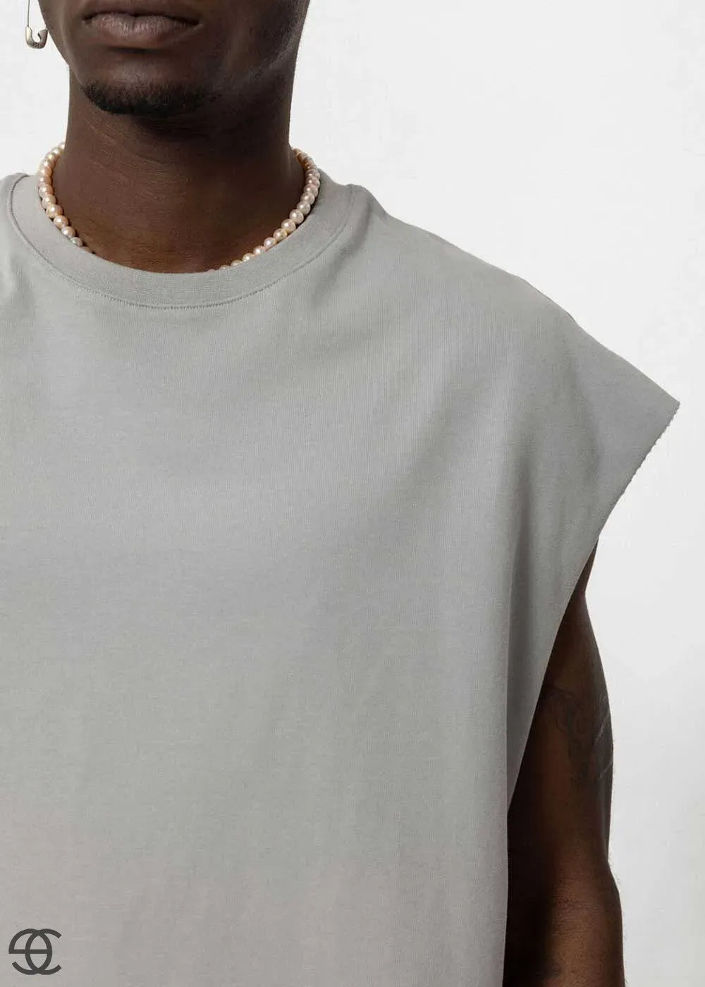 Basic Oversized Αμάνικο T-Shirt – Γκρι – 3