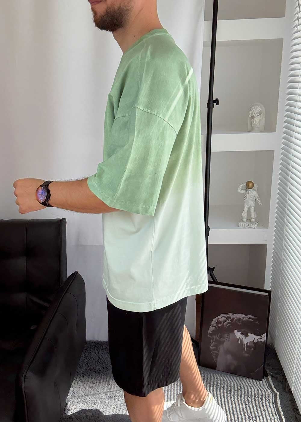 Desert Nature Oversized T-Shirt με Ξεβαμμένο Εφέ – Πράσινο – 3