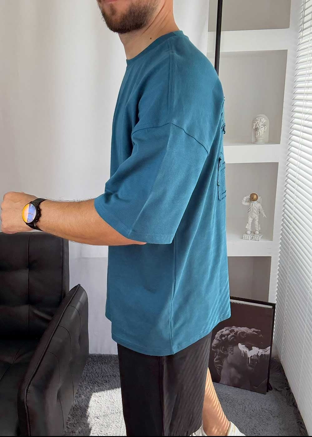 Oversized T-Shirt Revolution Με Κέντημα – Πετρόλ – 3