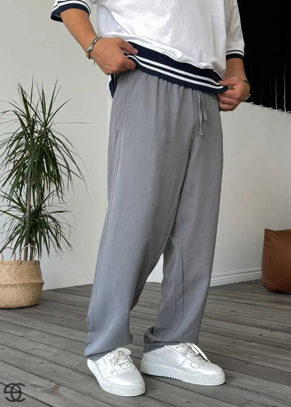 Baggy Παντελόνι Σε Tencel Ύφανση – Γκρι – 3