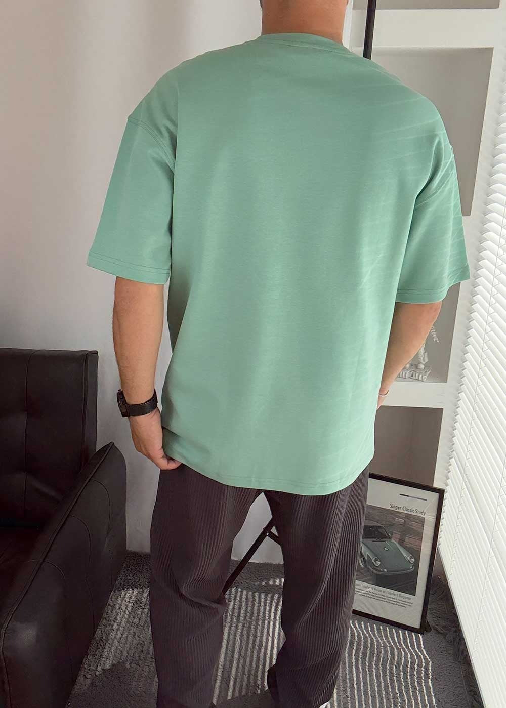Basic Oversized T-Shirt Με Λογότυπο -Πράσινο – 3