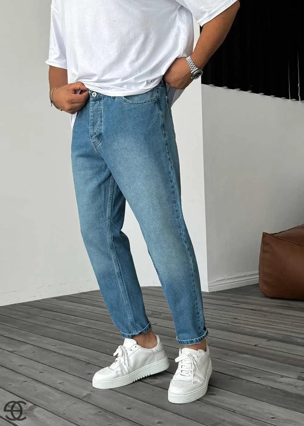 Παντελόνι Τζιν Loose Fit Πεπαλαιωμένο Με Σκίσιμο - Μπλε – 4
