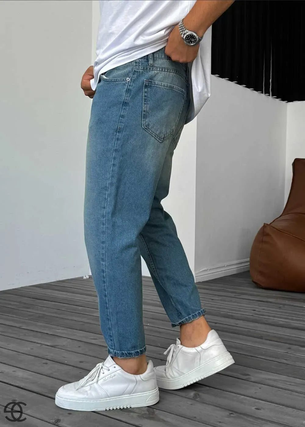 Παντελόνι Τζιν Loose Fit Πεπαλαιωμένο Ανοιχτό Γαλάζιο – 4