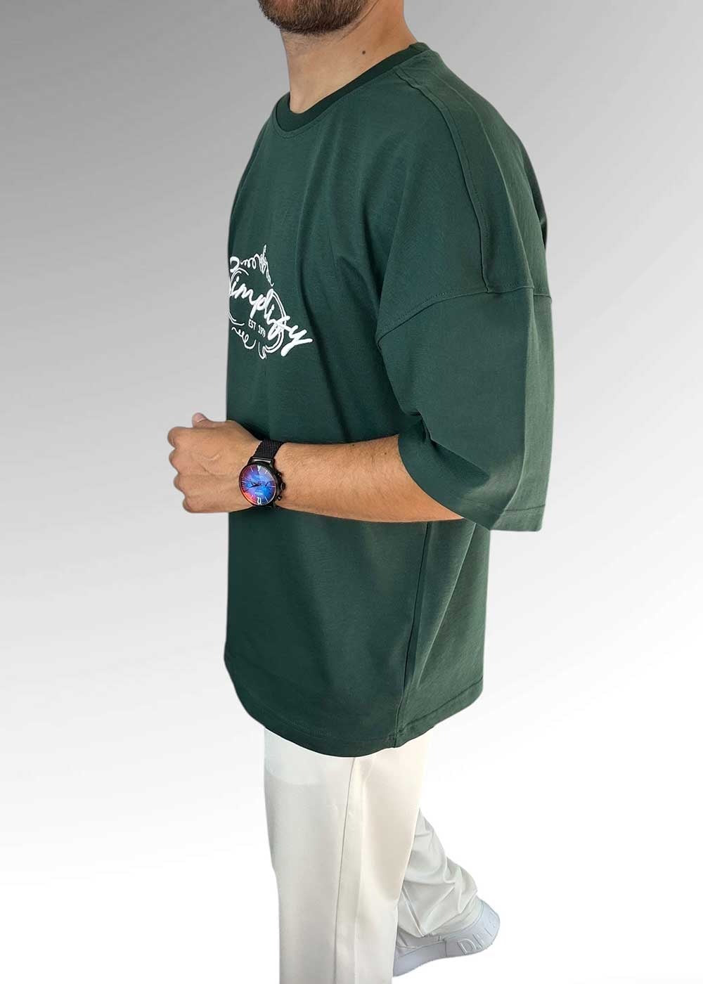 Simplify Oversized T-Shirt με Κεντημένο Λογότυπο – Πράσινο Σμαραγδί – 3